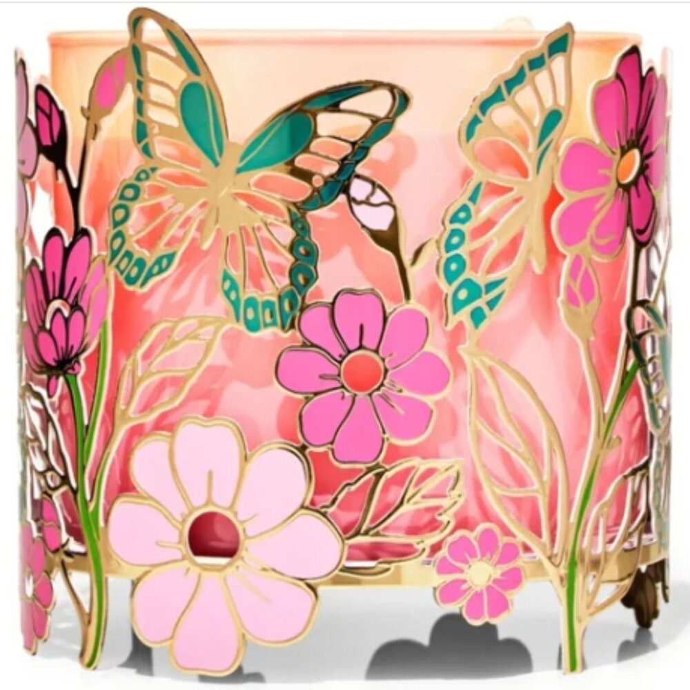 Bath & Body Works 3-Wick Candle Holder Butterflies In The Garden BNWT